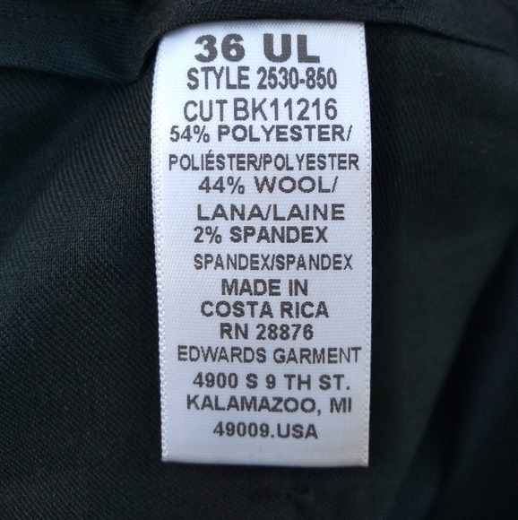 NWT Edwards Redwood & Ross Men's Black Dress Pants, Size 36, 44% Wool - Picture 4 of 8